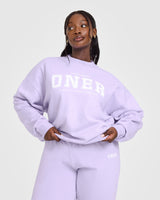 Mid Weight Sweatshirt With Printed Logo | Lavender Purple