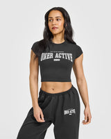 Cotton Baby T-Shirt with Athletic Graphic | Soft Black