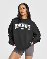 Lightweight Sweatshirt with Athletic Graphic | Soft Black