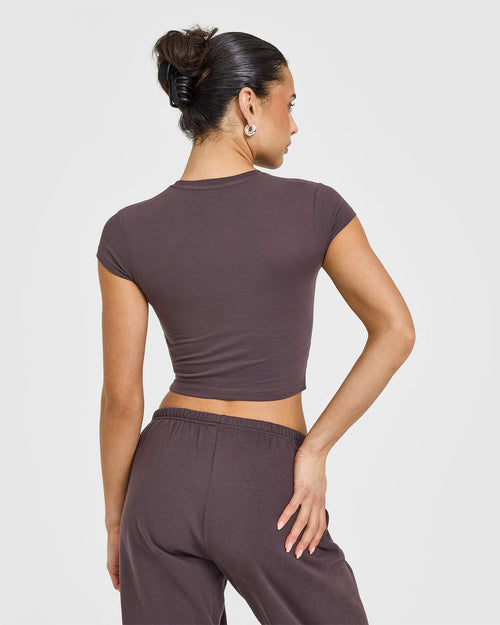 Cotton Baby T-Shirt with Printed Logo | Umber Brown