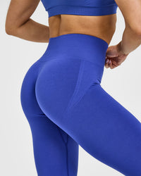 EffortlessLift™ Seamless Leggings with White Logo | Space Blue