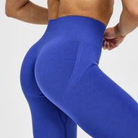 EffortlessLift™ Seamless Leggings with White Logo | Space Blue
