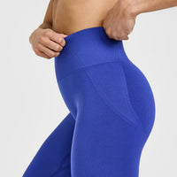 EffortlessLift™ Seamless Leggings with White Logo | Space Blue