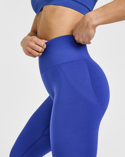 EffortlessLift™ Seamless Leggings with White Logo | Space Blue