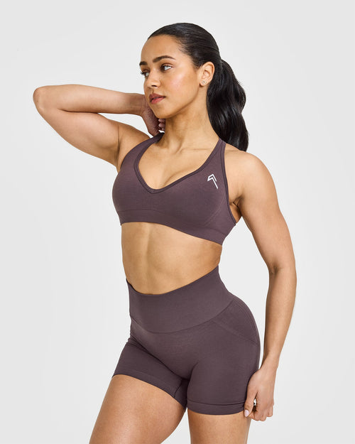 Oner Modal Effortless Seamless Racer Back Sports Bra | Umber Brown