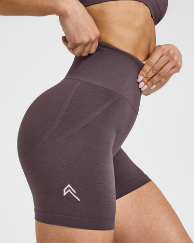 EffortlessLift™ Seamless Shorts with White Logo | Umber Brown