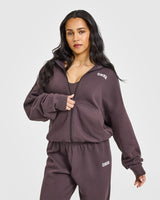 Mid Weight Zip Up Hoodie | Umber Brown