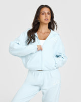 Lightweight Zip Up Hoodie with Graphic | Cloud Blue