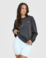 Classic Oversized Lightweight Long Sleeve Top | Coal