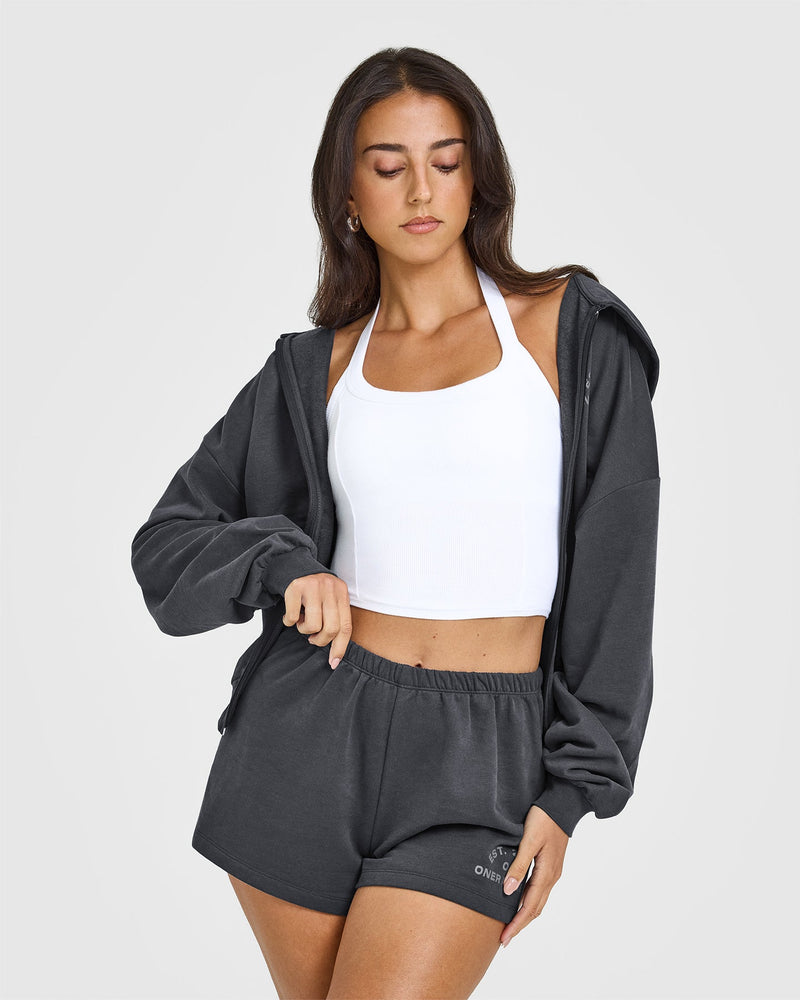 Mellow™ Rib Halter Neck Mid Tank Top with Built in Bra Shelf in