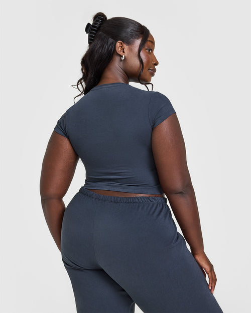 Cotton Icon Baby T-Shirt with White Logo | True Blue