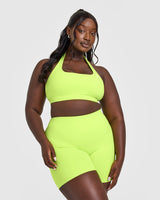 EasyLift™ Halter Bralette with White Logo | Citrus Green