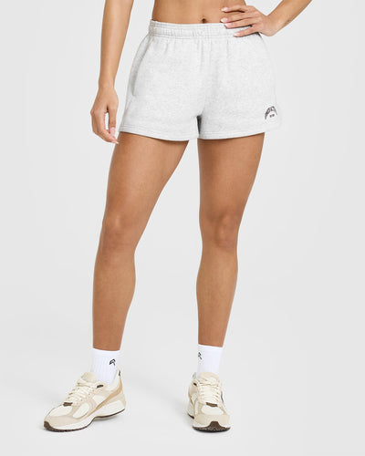 Foundations Oversized Shorts With Printed Graphic | Light Gray Marl