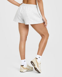 Foundations Oversized Shorts With Printed Graphic | Light Grey Marl