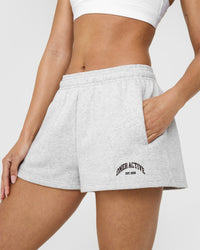 Foundations Oversized Shorts With Printed Graphic | Light Grey Marl