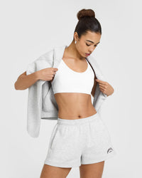 Foundations Oversized Shorts With Printed Graphic | Light Gray Marl