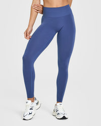 EffortlessLift™ Seamless Leggings with White Logo | Shadow Blue