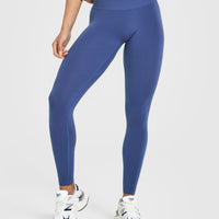 EffortlessLift™ Seamless Leggings with White Logo | Shadow Blue