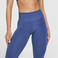 EffortlessLift™ Seamless Leggings with White Logo | Shadow Blue