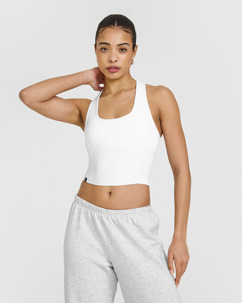 Mellow™ Rib Square Neck Mid Tank Top with Built in Bra Shelf in