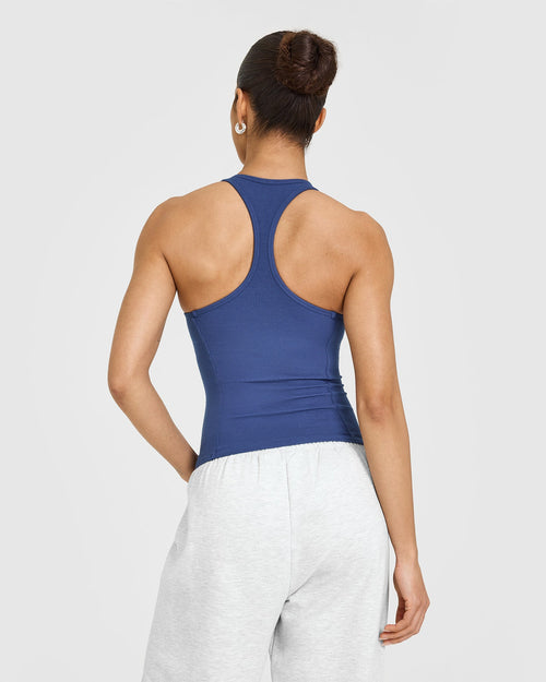 Mellow™ Rib Scoop Neck Vest with Built in Bra Shelf | Shadow Blue