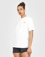 Classic Oversized Lightweight T-Shirt with Printed Graphic | White