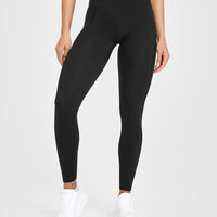 UnifiedMove High Waisted Pocket Leggings White Logo | Black