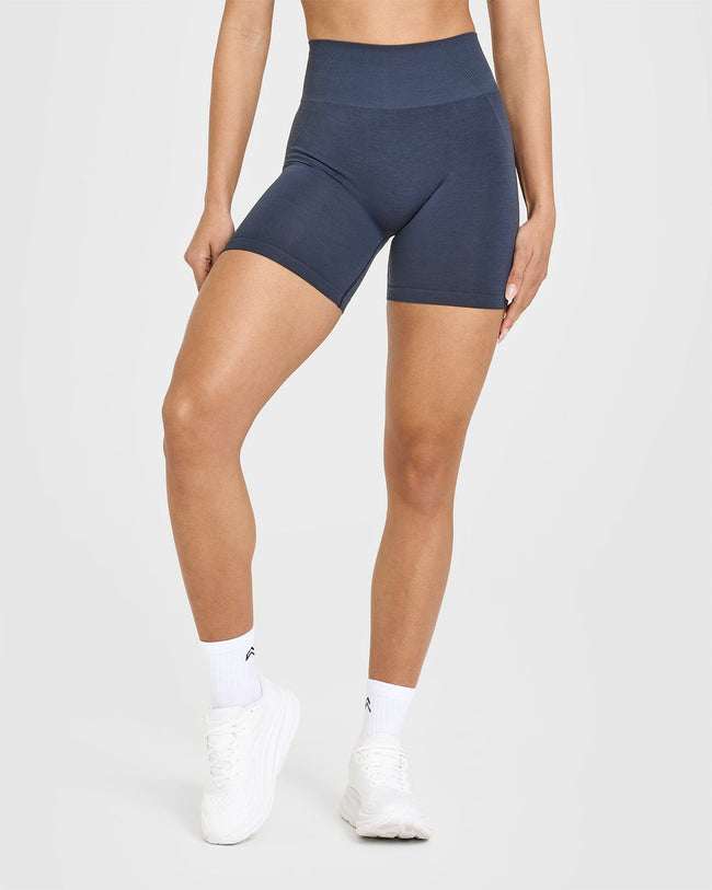 EffortlessLift™ Seamless Shorts with White Logo | True Blue