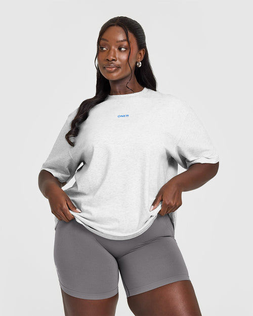 Oner Modal Raising The Bar Oversized Washed T-Shirt | Light Grey Marl