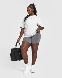 Raising The Bar Oversized Washed T-Shirt | Light Grey Marl