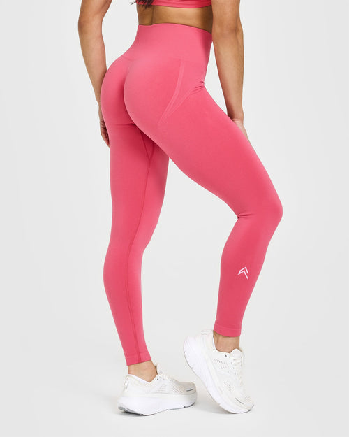 EffortlessLift™ Seamless Leggings with White Logo | Velvet Pink