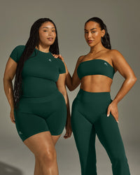 EffortlessLift™ Seamless Shorts with White Logo | Racing Green