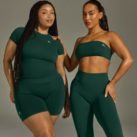 EffortlessLift™ Seamless Shorts with White Logo | Racing Green