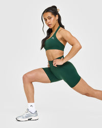 EffortlessLift™ Seamless Shorts with White Logo | Racing Green