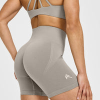 EffortlessLift™ Seamless Shorts with White Logo | Warm Sand