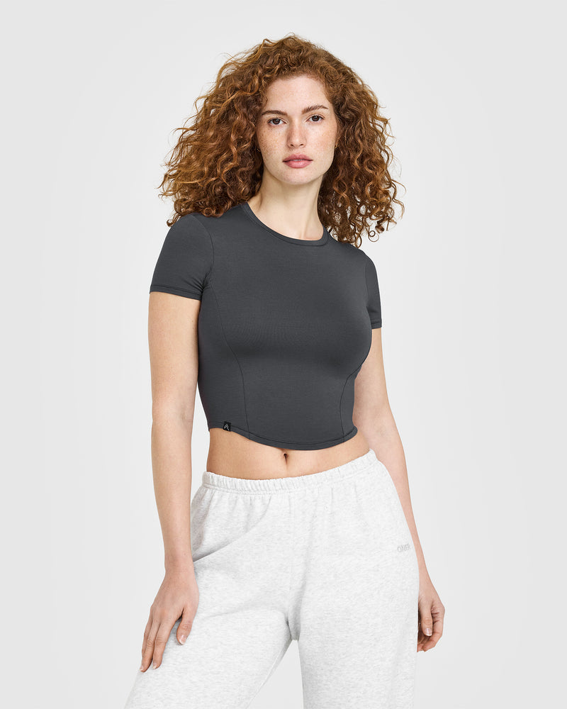 Grey Short Sleeve Shirt Women's - Coal - Mid Length | Oner Active US
