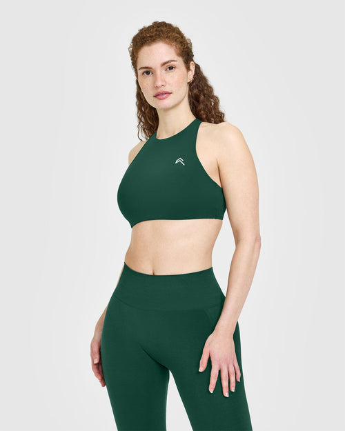 Oner Modal EasyLift™ High Neck Sports Bra | Racing Green