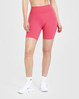 SoftMotion™ Cycling Shorts 8" with White Logo | Dark Velvet Pink