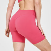 SoftMotion™ Cycling Shorts 8" with White Logo | Dark Velvet Pink