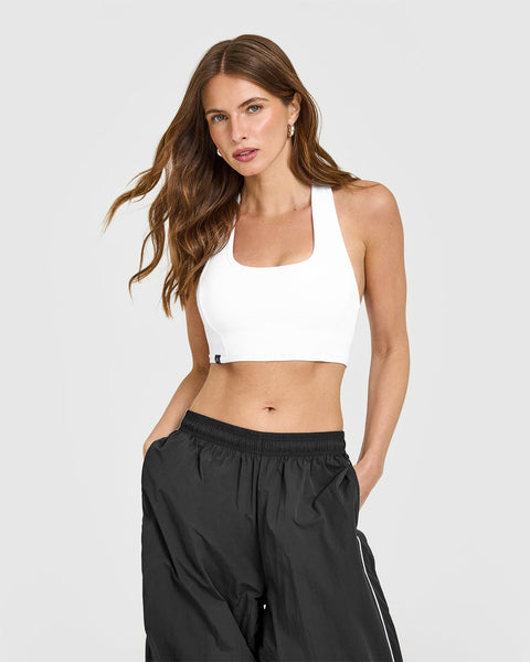 Mellow™ Rib Square Neck Bra in White | Oner Active US