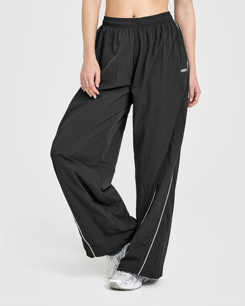 Oversized Piped Woven Straight Leg Track Bottoms in Soft