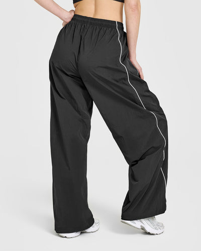 Oversized Piped Woven Straight Leg Track Bottoms in Soft