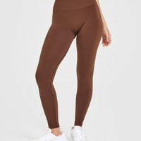 EffortlessLift™ Seamless Leggings with White Logo | Rustic Brown