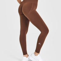 EffortlessLift™ Seamless Leggings with White Logo | Rustic Brown