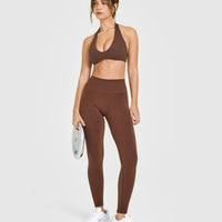 EffortlessLift™ Seamless Leggings with White Logo | Rustic Brown