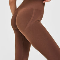 EffortlessLift™ Seamless Leggings with White Logo | Rustic Brown