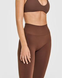 EffortlessLift™ Seamless Leggings with White Logo | Rustic Brown
