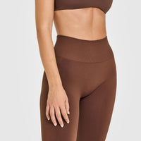 EffortlessLift™ Seamless Leggings with White Logo | Rustic Brown