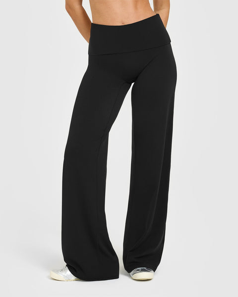 SoftMotion™ Fold Over Straight Leg Bottoms | Black