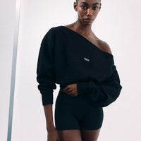 Foundations All Season Crossover Boat Neck Sweatshirt | Black